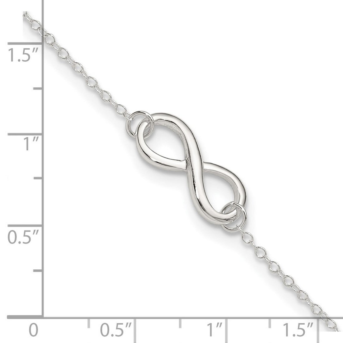 925 Sterling Silver Lobster Claw Closure Polished With 1in. Ext. Infinity Symbol Anklet 9 Inch Anklet for Women