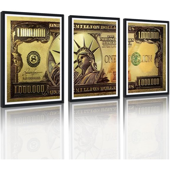 Hieng Dollar Money Canvas Wall Art Decor Vintage 100 Dollar Bill Motivational Poster Painting for Home Decor and Office Living Room Artwork Unframed
