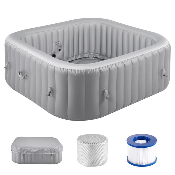 KFFKFF Blow-up Spa, Accommodates 4-6 Individuals, Dimensions 72.8 x 26 in, Square Shaped, Mobile Outdoor Relaxation Unit, Equipped with 130 Calming Water Jets, Includes Filter