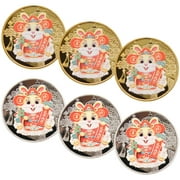 Ornament 6 Pcs Round Shape Collecting Coin Year of The Rabbit Medal Lucky Iron Plastic