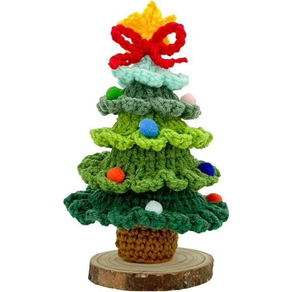 Diceymbol Handmade Crochet Christmas Tree Milk Cotton Yarn 7 Inch