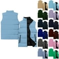 thumbnail image 2 of Men's Casual Fashionable Sleeveless Vest - Solid-color Print Cotton-Padded Coat, Light Blue, XXL, 2 of 3