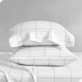 thumbnail image 3 of Bare Home Pillowcase Set - Premium 1800 Collection - Double Brushed - Ultra Soft - Standard Size, Grid - White/Gray, 3 of 7