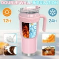 thumbnail image 5 of 40 oz Tumbler with Handle,Stainless Steel Travel Mug with 2-in-1 Straw and Sip Lid,Vacuum Insulated Coffee Tumbler Cups,100% Leak Proof,Keeps Cold for 24 Hours or Hot for 10 Hours - Pink, 5 of 8