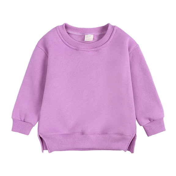 FAIOROI Infant 2T Purple Cotton Sweatshirt - Classic Crew Neck, Long Sleeve, Soft Breathable for Everyday Wear/School/Playdates