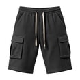 thumbnail image 6 of Men's Casual Multi-Pocket Shorts, Drawstring Elastic Waist, Knit Jogger Shorts, Straight Leg, Lightweight Breathable Stretchy, Gym Workout Running Hiking Daily Wear, Summer, 6 of 6