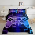 thumbnail image 3 of Feelyou Futuristic Game Controller Bedding Comforter Set for Kids, Purple Blue Honeycomb Twin Comforter Sets, Gaming Gamer Gamepad Reversible Bedding Set, Luxury Bedroom Decor, 2-Piece, 3 of 9