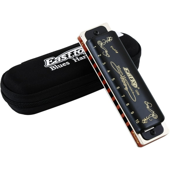 East top Harmonica, Diatonic Blues Harmonica key of Paddy G, 10 Holes 20 Tones 008K Blues Harp Mouth Organ Harmonica for Adults, Professionals and Students