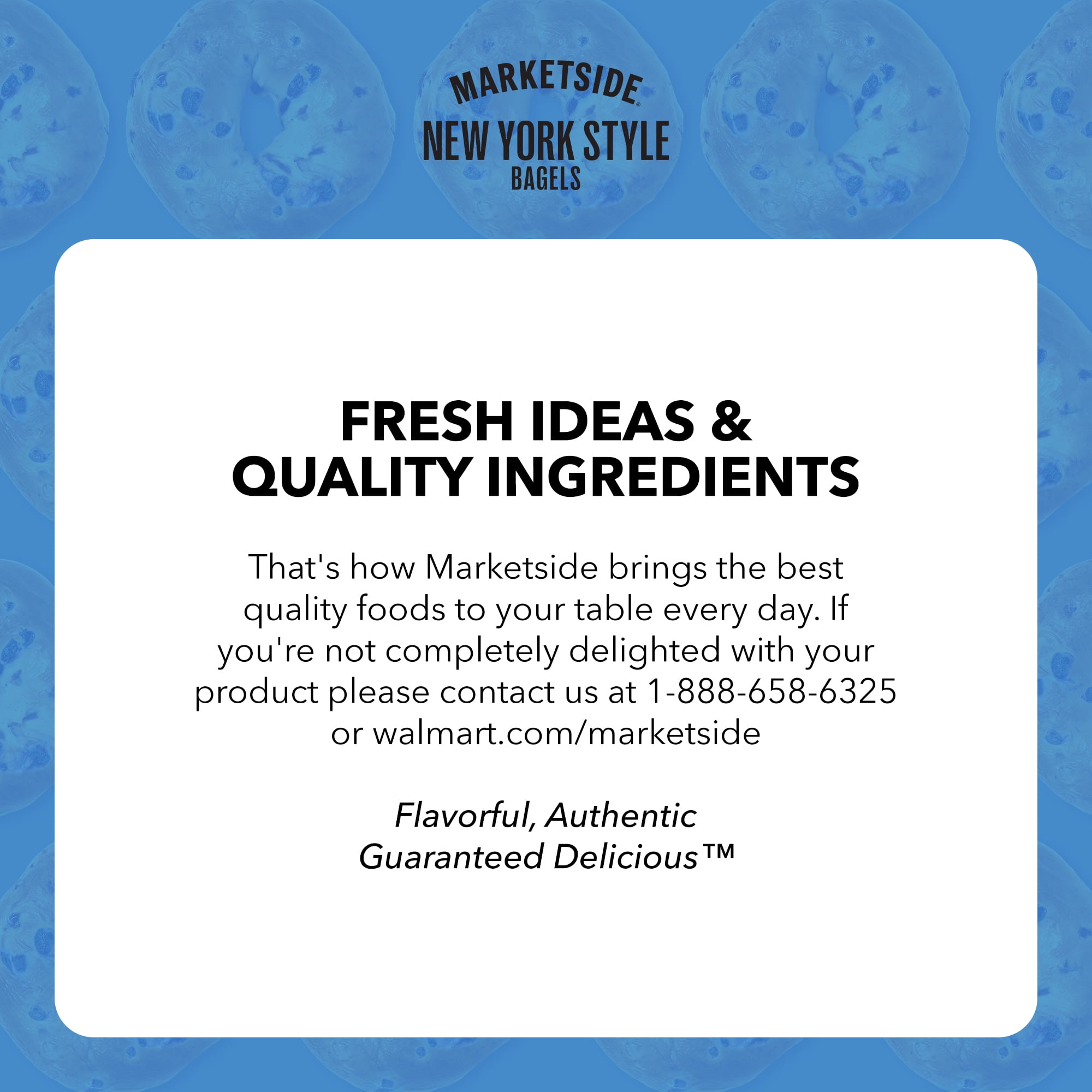 Marketside Fresh Pre-Sliced Naturally Flavored Blueberry Bagels, New York Style, 22.8oz, 6 Count