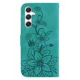 thumbnail image 4 of For Samsung Galaxy S25+ 5G 6.7" lily Embossed Strong Magnetic Attachment/Closure, Card Slots/Pocket, PU Leather Flip Wallet Case ﻿,Green,For Galaxy S25+ 5G, 4 of 7