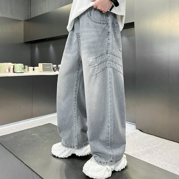 Girls' Jeans High Waist Wide Leg Baggy Pants Teen Girl Clothes Kids Jeans Girls 6-7 Years Girls Fashion