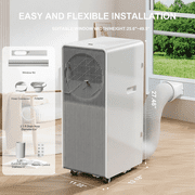 Portable Air Conditioners 14,000 BTU for Rooms Up To 700 Sq.Ft. Portable AC, Dehumidifier, 24H Timer, Sleep Mode & Water level indication, Remote Control & Window Kit, White & Grey
