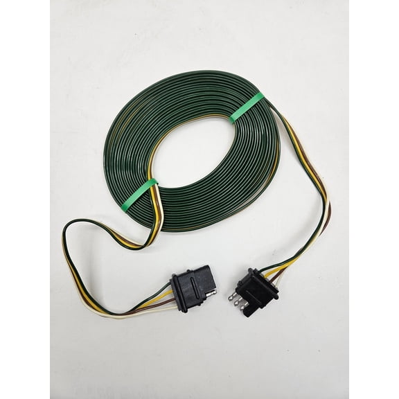 25' 4 Way Flat Plug Camper Boat Trailer Wire Harness Extension Male-Female Plugs