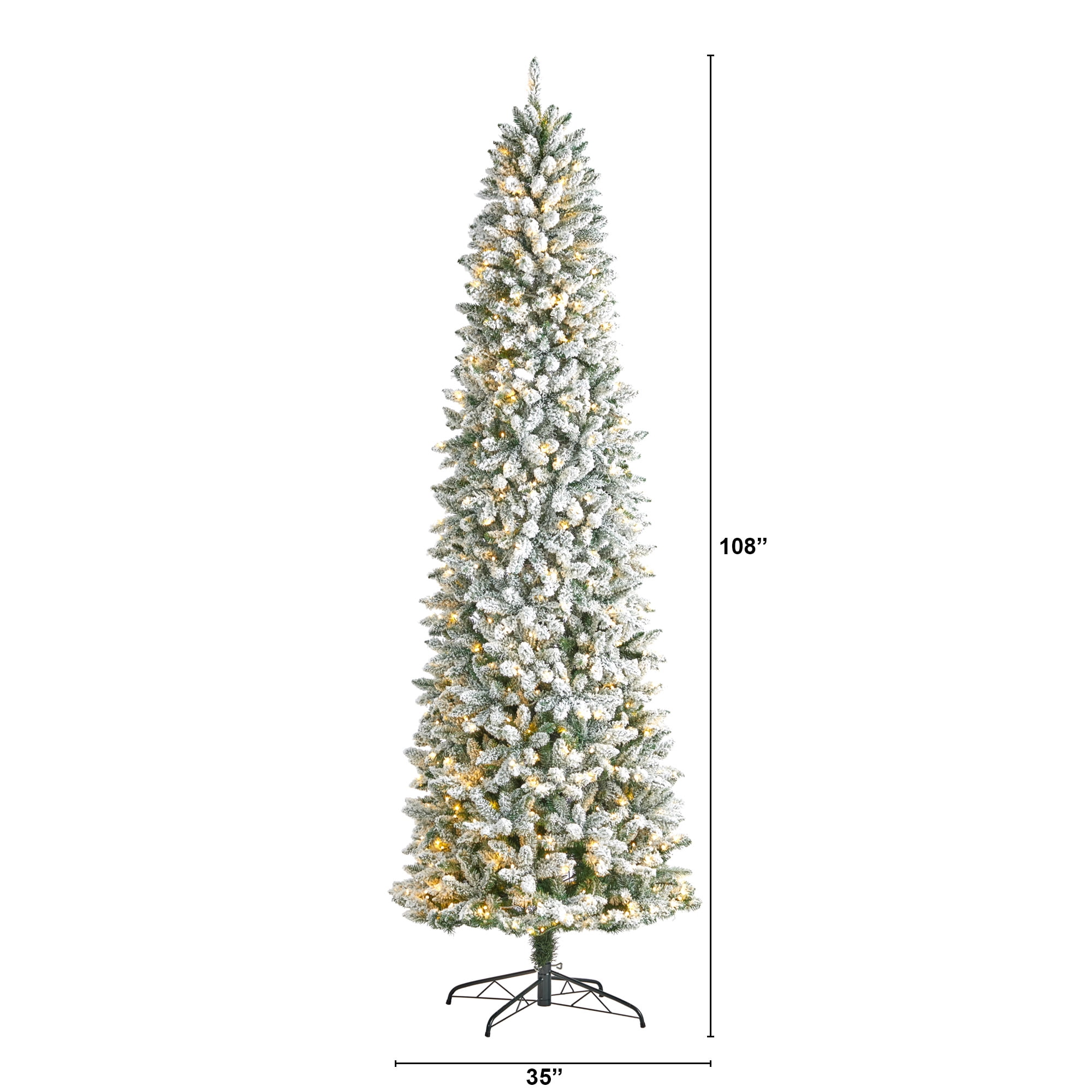 Nearly Natural 9' Slim Fir Artificial Christmas Tree Prelit 600 LED Lights