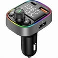 thumbnail image 1 of HAYAN AUX USB C Bluetooth Car Adapter, Wireless Handsfree Call, FM Transmitter Radio Receiver, QC3.0 & Type-C Car Charger, 7 Color Backlit with 2 LED Displays, TF Card & Music Stereo Player, 1 of 1
