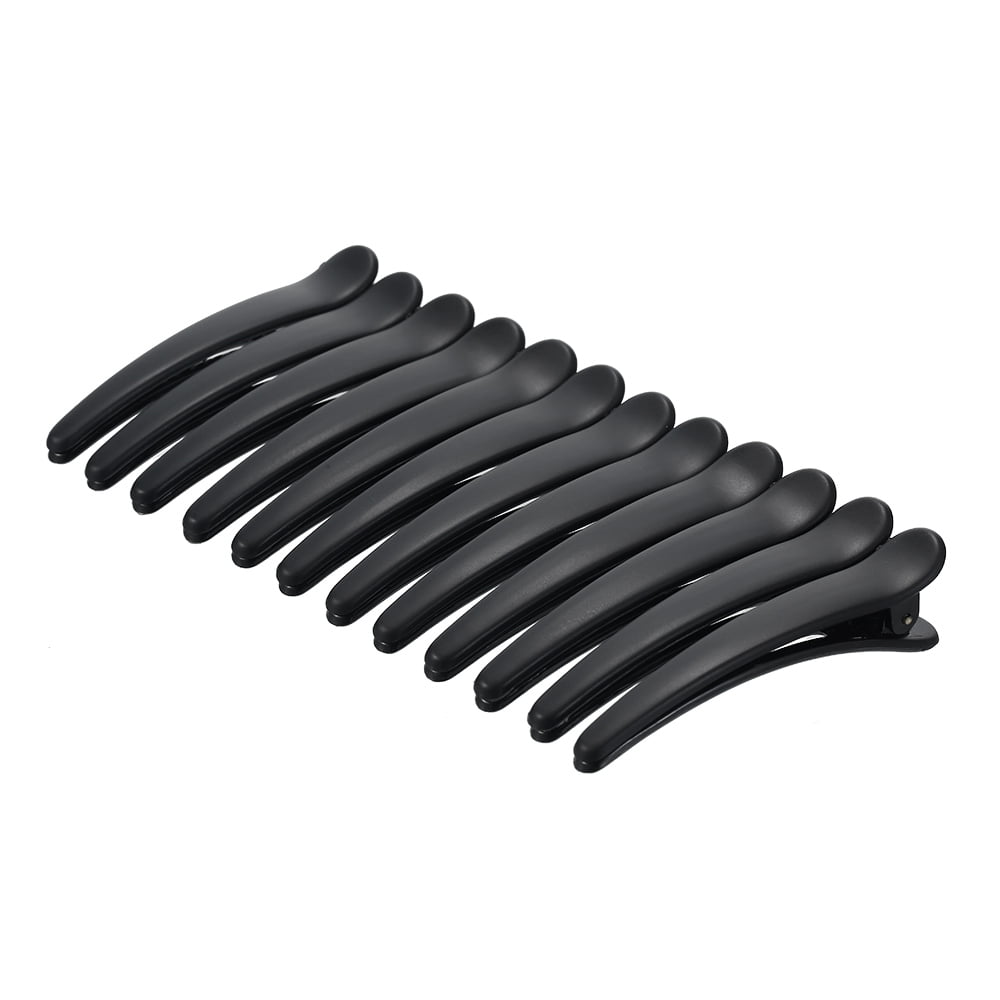 12pcs Black Matte Hairdressing Salon Sectioning Clips Clamps Hair Grips Tool 