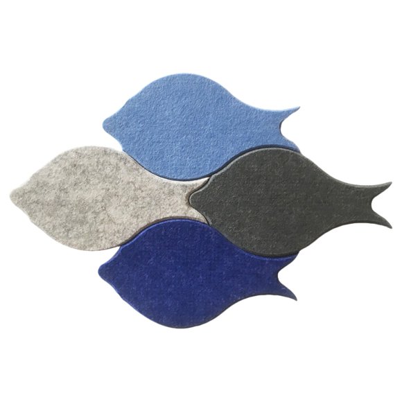 KAKOWELY 4Pcs Cartoon Fish Felt Decorative Mural Self-adhesive Felt Photo Notice Boards,12.2"X6.69"X0.35"