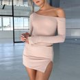 thumbnail image 4 of Vestido Camisa con hombros inclinados Falda superior Estilo sexy Traje de vacaciones para mujer Ygjytge Caqui T M para Mujer, 4 of 6