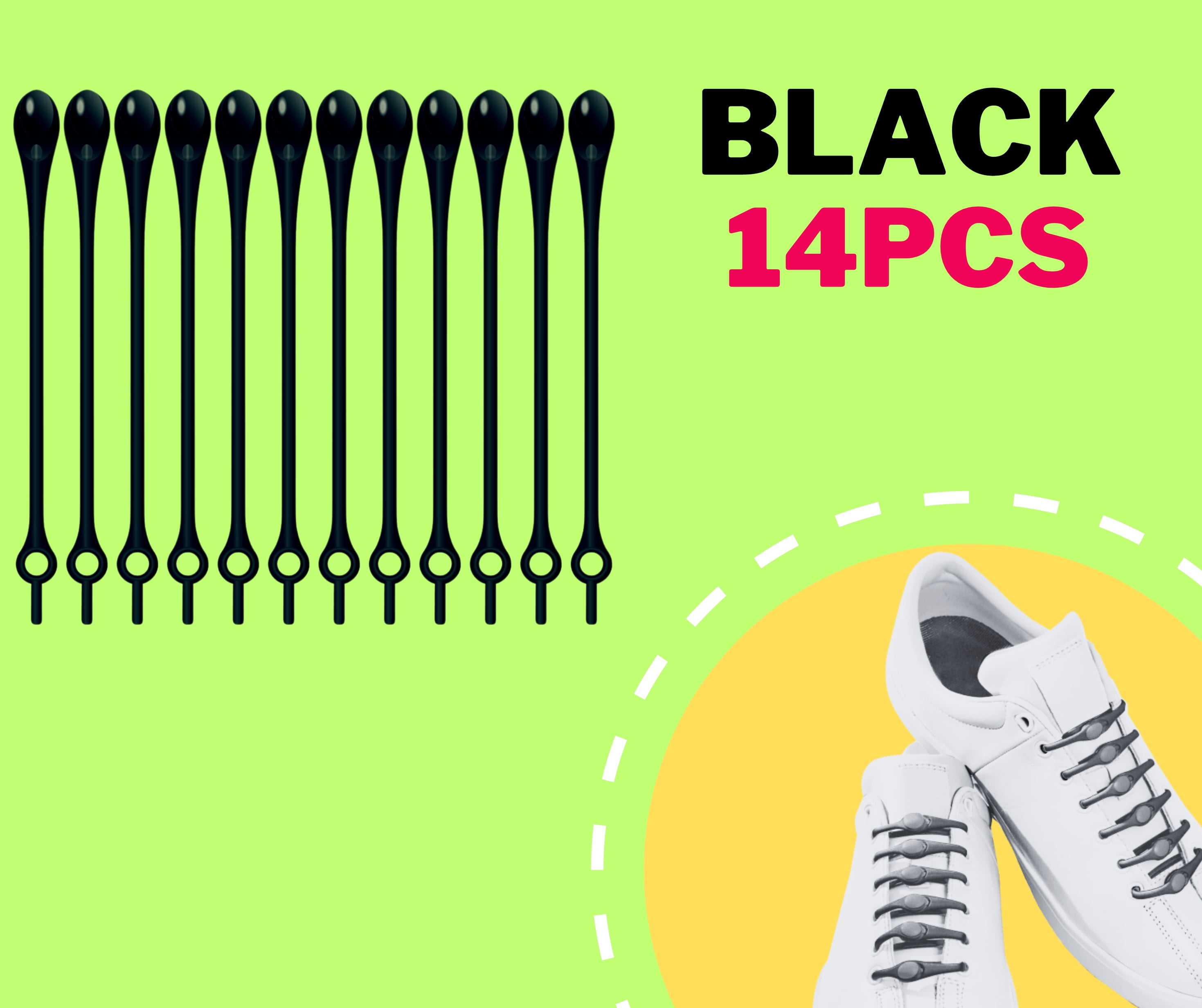 APMAXINC Shoelaces Durable Silicon No Tie 14 Pack Black Walmart