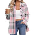 thumbnail image 7 of vigerkar Womens Buffalo Plaid Flannel Shirt Jacket Long Sleeve Collar Button Down Shacket Coats Lightweight Tops (Pink, M), 7 of 7
