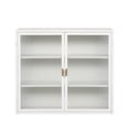 thumbnail image 4 of GZXS Minimalist 2-Door Wall Cabinet, Metal Storage Cabinet with Fluted Glass Doors and Detachable Shelf, Modern Storage Organizer for Home, White, 4 of 8