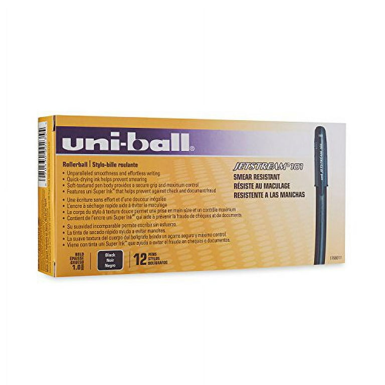 Uni Ball 1768011 Jetstream 101 Ball Point Pens, Bold Point, Black Ink, 12 Count
