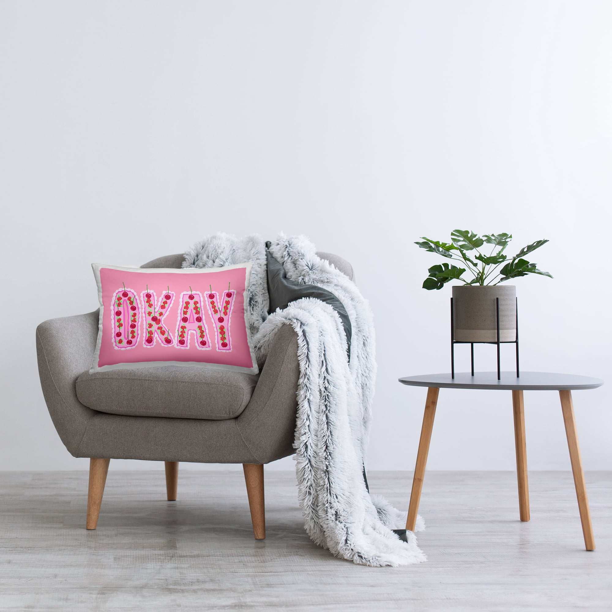Stupell Industries Okay Pastel Cherry Cake Decorative Printed Throw Pillow, design by Ziwei Li, 14 x 7 x 20