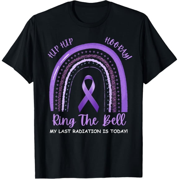 Hip Hooray Ring The Bell Last Day Radiation Chemo Cancer T-ShirtMen and women, Black T-shirt, size: Extra large
