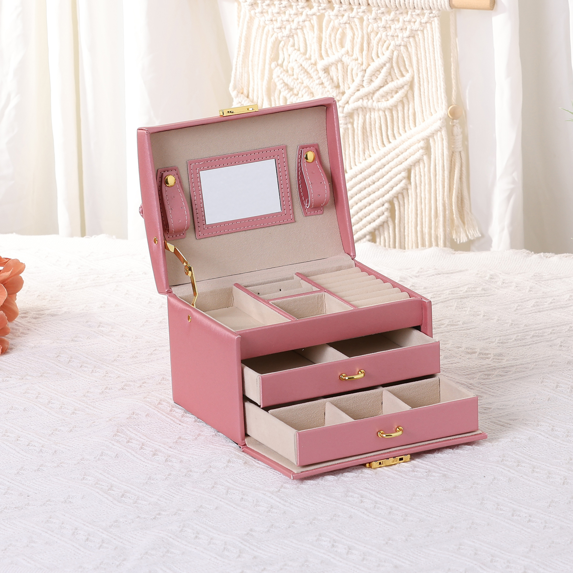 Lovin’ You Andromeda 新品未開封ボックス シュリンク付き Unique Bargains 3 Layer Jewelry Box with Mirror for Women PU