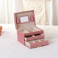 thumbnail image 6 of Unique Bargains 3 Layer Jewelry Box with Mirror for Women PU Leather Jewelry Organizer Red, 6 of 8