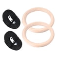 thumbnail image 2 of 1 par de anillos gimnásticos profesionales de madera, entrenamiento de fuerza para gimnasio, Fitness, con correas de poliéster, 2 of 10