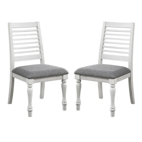 Furniture of America Treon Wood Padded Side Chair in Antique White (Set of 2)