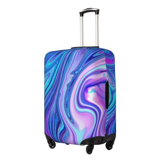 Hirioo Swirl Blue And Purple for Elasticity Suitcase Cover (No luggage Included) Durable Luggage Protector Fits 18-32 Inch Luggage-Small