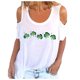 thumbnail image 1 of Top informal suelto con hombros descubiertos y cuello redondo con estampado de manga corta para mujer del Día de San Patricio Pompotops  hkajfhjk461513, 1 of 5