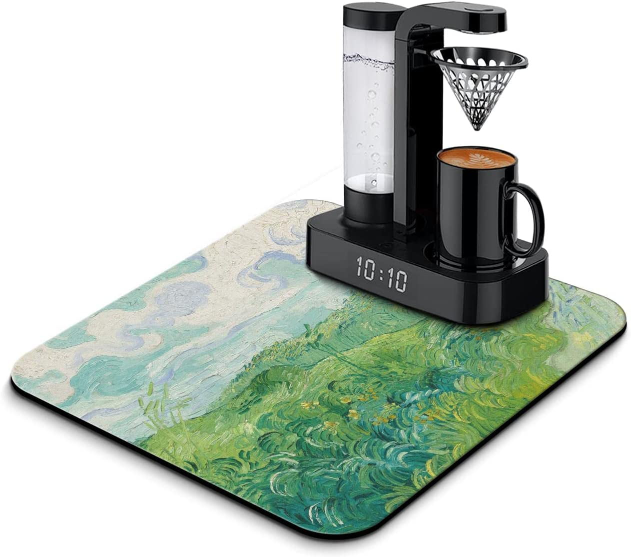 Artistic Beautiful Coffee Mat 24x18 Inch for Kitchen Counter, Silicone Dish  Drying Mats for Coffee Bar Coffee Machine Coffee Maker or Countertop  Protector Mat 