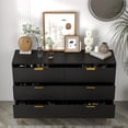 thumbnail image 2 of Oubayajia Modern Bedroom 6 Drawer Dresser, Wood Storage Chest of Drawers with Fluted Panel, Black, 2 of 7