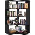 thumbnail image 2 of Homieasy 5-Tier Corner Bookshelf, Freestanding L-Shaped Etagere Bookcase with Safety Baffle, Multi-Purpose Display Shelf Stand for Home Office, Living Room, Bedroom, Kitchen,Black, 2 of 7