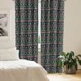 thumbnail image 2 of Ambesonne Vintage Window Curtains, Eastern Doodles, Each 28" W x 95" L, Dark Coral Aqua Yellow, 2 of 4