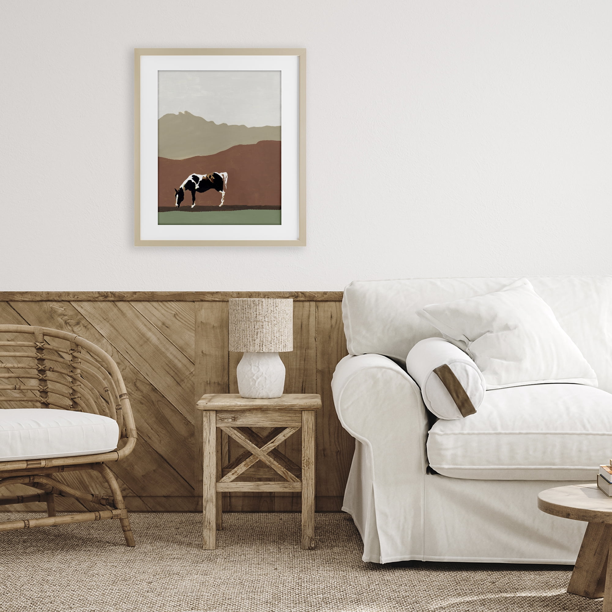Stupell Industries Modern Mountains Horse Birch Framed Print Under Glass, design by Patricia Pinto