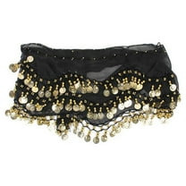 UNOMOR Tassel Skirt for Belly Dancing Belly Dancer Hip Scarf Black 1Set