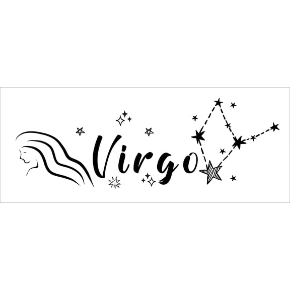 Constellation Pattern Virgo Wall Art Decal | 8" x 20" Vinyl Adhesive Stick And Peel Zodiac Sign Home Decor - DIY Bedroom Living Room Removable Astrology Symbol Decoration Sticker Black