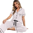 thumbnail image 4 of Riecok 2 Piece Pajama Sets for Women Short Sleeve Top and Pant with Drawstring Pjs Sleepwear Comfortable Lounge Sets, 4 of 5