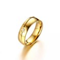 thumbnail image 3 of 6MM Gold Plated Wedding CZ Band Men Women Stainless Steel Wedding Ring Size 6-13, 3 of 5