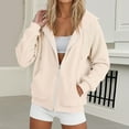 thumbnail image 4 of Plain Zip Up Hoodies for Women 2025 Fall Winter Long Sleeve Cute Hooded Sweatshirt with Pockets Jacket Coat, 4 of 5