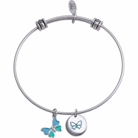 Connections from Hallmark Stainless Steel Butterfly Multi-Charm Bangle