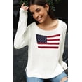 thumbnail image 4 of American Flag Shirt For Women 4th for July Long Sleeve Casual Crew Neck Loose Knite Sweater White L, 4 of 5