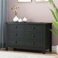 thumbnail image 2 of Dresser Cabinet with 6 Drawers, Modern Storage Side Cabinet with Solid Wood Legs, Wooden Storage Chests of Drawer for Dining Room, Living Room, Kitchen, Hallway, Black, 2 of 9