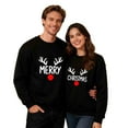 thumbnail image 4 of Qulqfy Mens Sweatshirt Long Sleeve Xmas Reindeer Black Christmas Fleece Lined Warm Cute Sweatshirts Matching Pjs for Couples L, 4 of 6