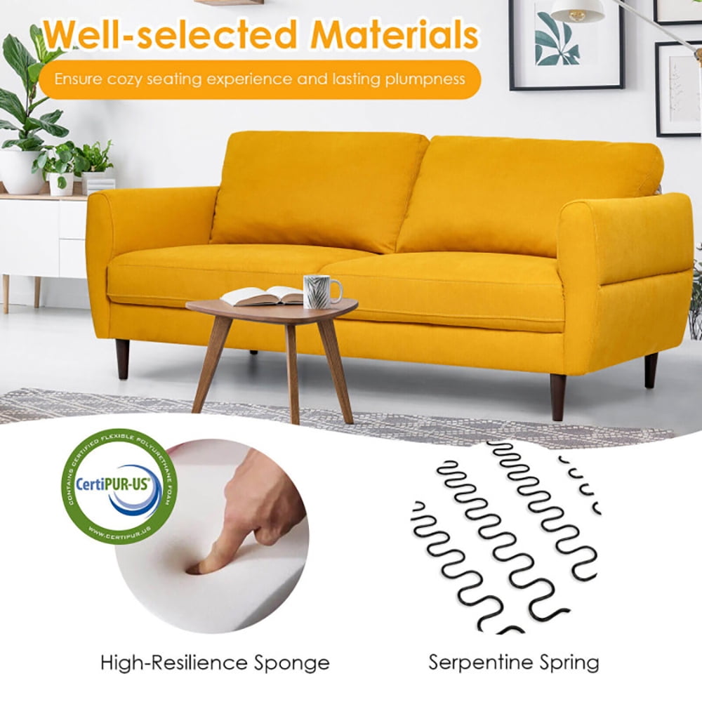 Finihen Loveseat Sofa, Modern Loveseat Sofa Couch, 72 Inch Small Fabric Loveseat Sofa Couch with Wood Legs, for Living Room, Bedroom, Yellow Finihen Loveseat Sofa, Modern Loveseat Sofa Couch, 72 Inch Small Fabric Loveseat Sofa Couch with Wood Legs, for Living Room, Bedroom, Yellow