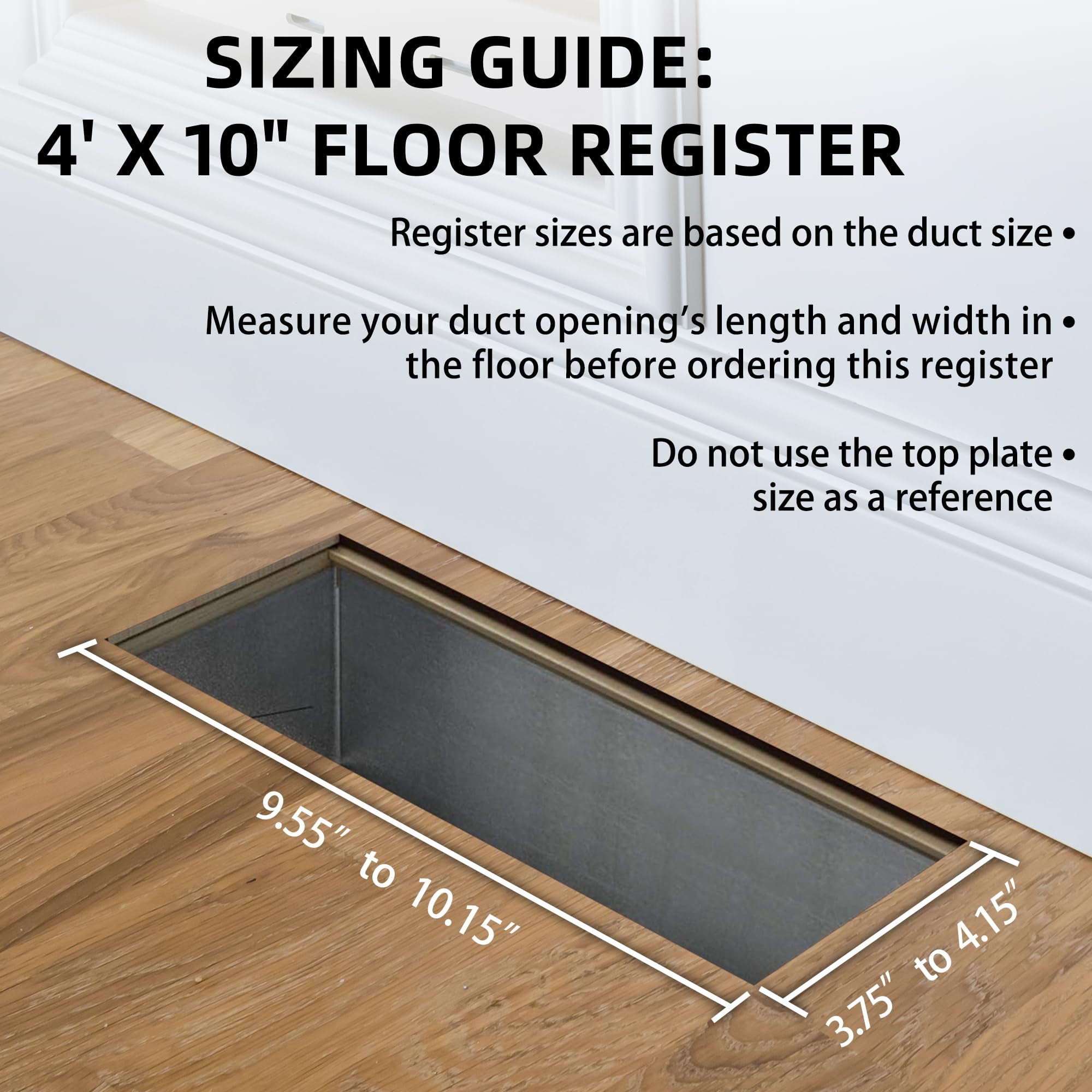 2Pack 2-in-1 Vent Deflectors & Floor Vent Covers, Adjustable Floor Register 4x10, Air Vent Deflector for Home Floor, Office, Ceiling, Tool-Free Install, Black,
